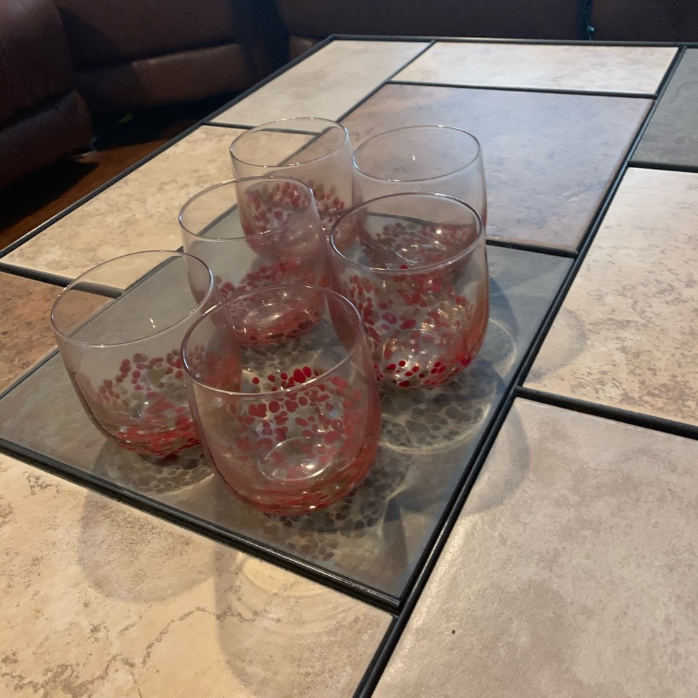 old fashion glasses, gold & red accents FREE SHIP